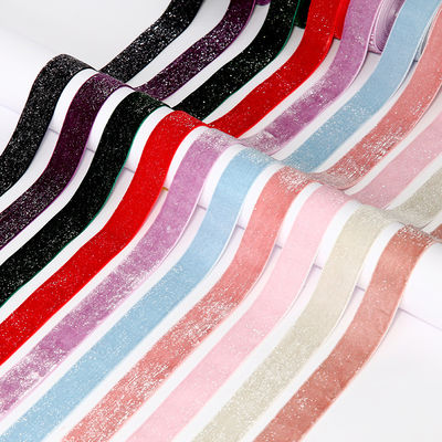 qualité  Shinny Glitter Silver Gold Velvet Ribbon 10mm-38mm Luxury Velvet Ribbon usine