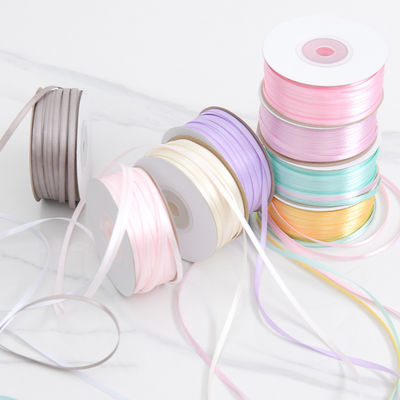 3mm étroite couleur assortie personnalisée haut de la durabilité polyester ruban satiné pour l'emballage cadeau