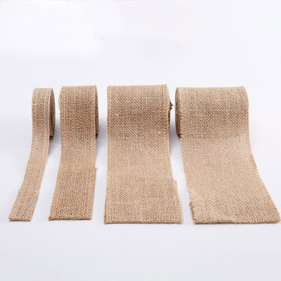 10 Yards Jute Burlap Ruban Plain Tissé coupé bords Burlap ruban de Noël