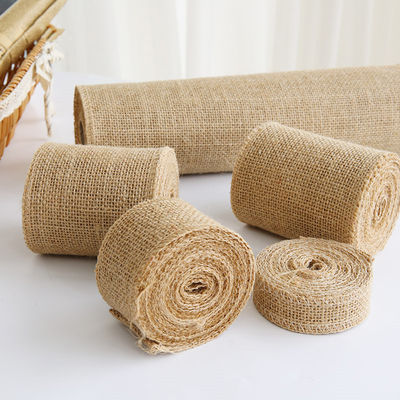 10 Yards Jute Burlap Ruban Plain Tissé coupé bords Burlap ruban de Noël