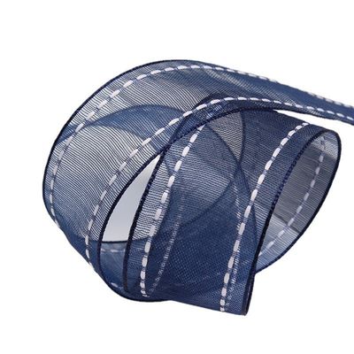 25 mm de couleur 38 mm de bord cousu Ruban d'organes en polyester pour emballage cadeau fleur