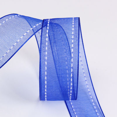 25 mm de couleur 38 mm de bord cousu Ruban d'organes en polyester pour emballage cadeau fleur