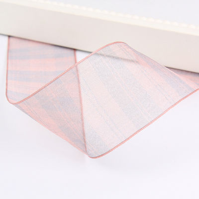 Ruban d'organes en polyester à carreaux de 6 mm à 38 mm pour emballage cadeau de chocolat à fleurs