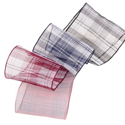 Ruban d'organes en polyester à carreaux de 6 mm à 38 mm pour emballage cadeau de chocolat à fleurs
