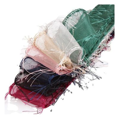 25mm-50mm Tassel Edge Polyester Organza ruban pour le chocolat de fleurs emballage cadeau et décoration de vêtements