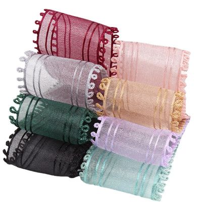 16mm-38mm rouleaux de ruban d'organza double cercle bordure rouge ruban transparent