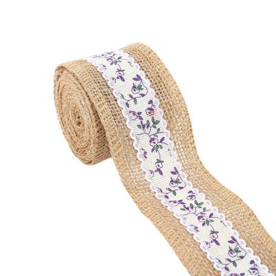 6.5cm Jute Burlap Ruban Plain Satin Bordures tissées 10 Yards Eco Friendly