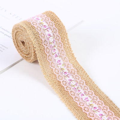 6.5cm Jute Burlap Ruban Plain Satin Bordures tissées 10 Yards Eco Friendly