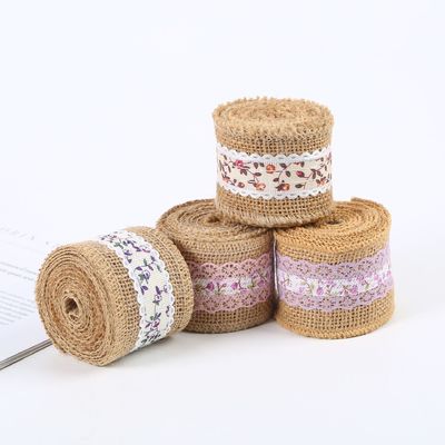6.5cm Jute Burlap Ruban Plain Satin Bordures tissées 10 Yards Eco Friendly