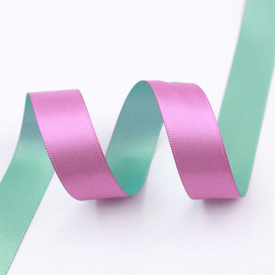 Double couleur ruban polyester en rouleau rose bleu ruban poly satiné de 25 mm