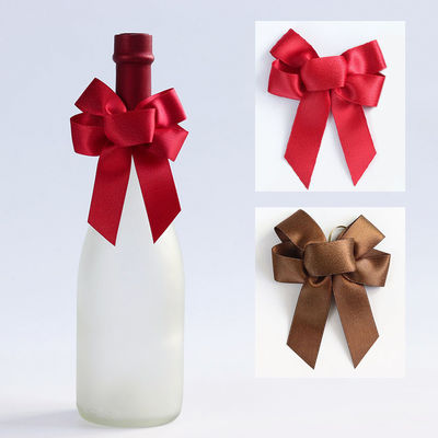 Boucles élastiques en satin brun Enveloppe cadeau pour bouteille de vin rouge