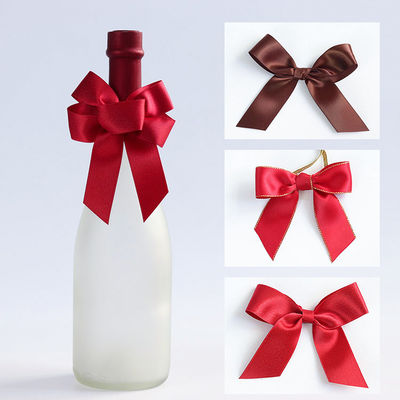 Boucles élastiques en satin brun Enveloppe cadeau pour bouteille de vin rouge