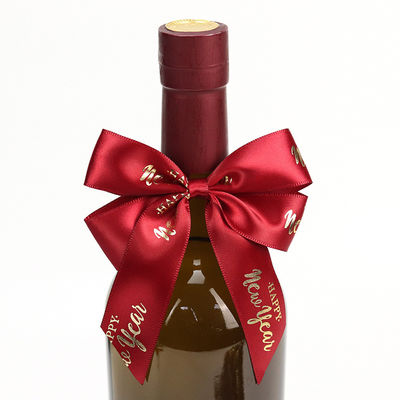 Boucles élastiques en satin brun Enveloppe cadeau pour bouteille de vin rouge