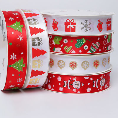 Ruban de Noël imprimé en feuille d'or Ruban de Noël personnalisé en rouge