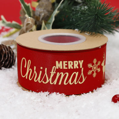 Ruban de Noël imprimé en feuille d'or Ruban de Noël personnalisé en rouge