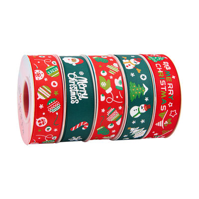 2 cm 2,5 cm rubans de Noël imprimés ISO14001 ruban de Noël personnalisé