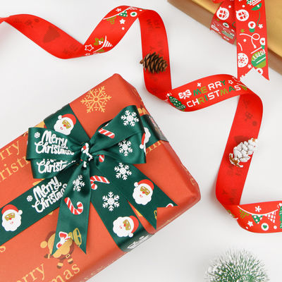 2 cm 2,5 cm rubans de Noël imprimés ISO14001 ruban de Noël personnalisé