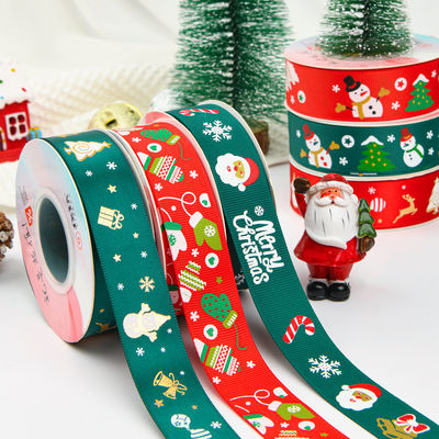 2 cm 2,5 cm rubans de Noël imprimés ISO14001 ruban de Noël personnalisé