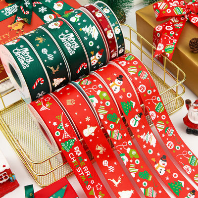 2 cm 2,5 cm rubans de Noël imprimés ISO14001 ruban de Noël personnalisé