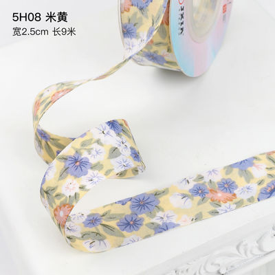 Ruban en coton imprimé en fleurs 25 mm Ruban cadeau personnalisé