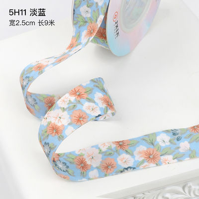 Ruban en coton imprimé en fleurs 25 mm Ruban cadeau personnalisé