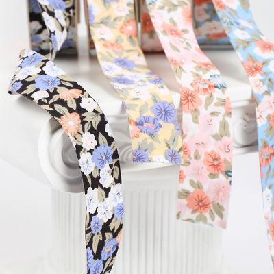 Ruban en coton imprimé en fleurs 25 mm Ruban cadeau personnalisé