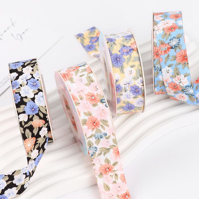 Ruban en coton imprimé en fleurs 25 mm Ruban cadeau personnalisé