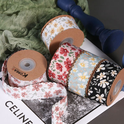 Ruban de grain gros personnalisé floral ruban de bord tissé pour emballage cadeau