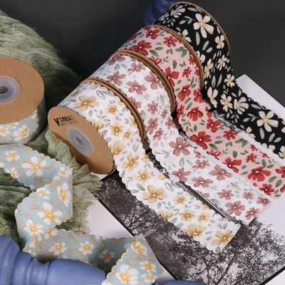 Ruban de grain gros personnalisé floral ruban de bord tissé pour emballage cadeau