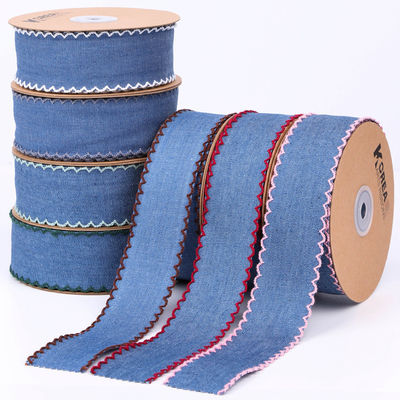 Décoration de vêtements Jeans ruban 38mm double face bord tissé