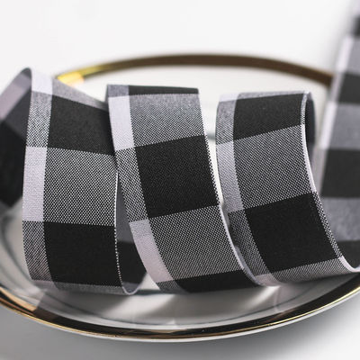 Ruban filaire à carreaux noir et blanc 7 mm-40 mm Polyester