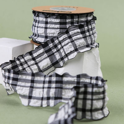 Corée La corde bleue et blanche du ruban gingham 38mm polyester ruban rose tartan