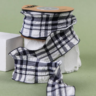Corée La corde bleue et blanche du ruban gingham 38mm polyester ruban rose tartan