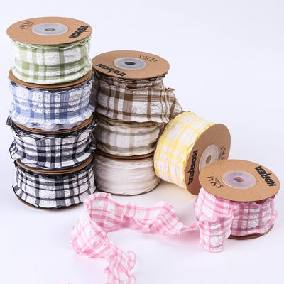Corée La corde bleue et blanche du ruban gingham 38mm polyester ruban rose tartan