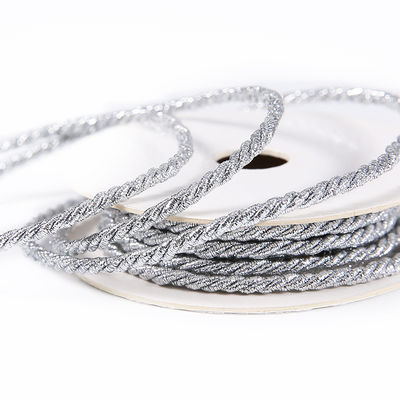 Corde en polyester tressée en or et argentée en 5 mm tressée en 3 brins