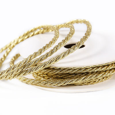 Corde en polyester tressée en or et argentée en 5 mm tressée en 3 brins