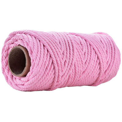 50 m de corde de macramé rose poussiéreux 5 mm de corde de coton rose ISO9001 3 fils