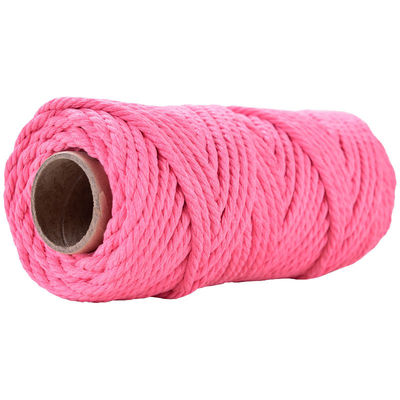 50 m de corde de macramé rose poussiéreux 5 mm de corde de coton rose ISO9001 3 fils