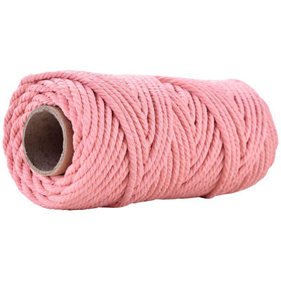 50 m de corde de macramé rose poussiéreux 5 mm de corde de coton rose ISO9001 3 fils