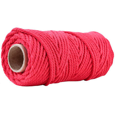 50 m de corde de macramé rose poussiéreux 5 mm de corde de coton rose ISO9001 3 fils
