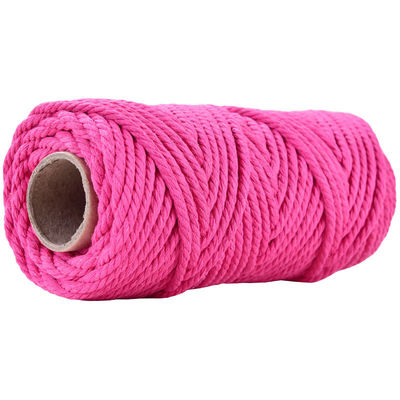 50 m de corde de macramé rose poussiéreux 5 mm de corde de coton rose ISO9001 3 fils