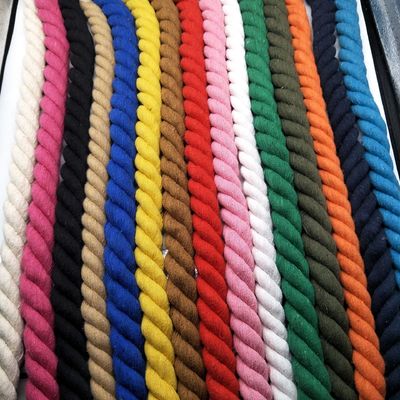 Corde en coton tordu 20 mm rose ISO14001 3 fils de macrame