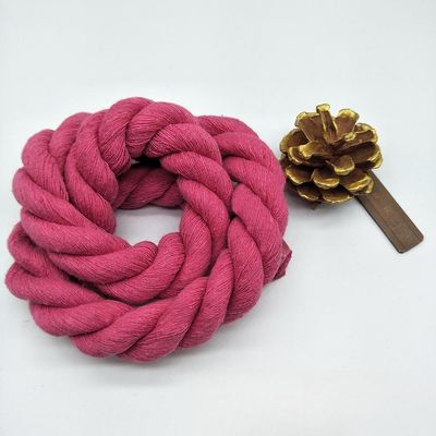 Corde en coton tordu 20 mm rose ISO14001 3 fils de macrame