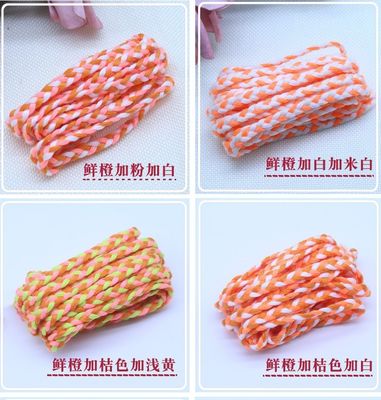 Vêtement 3 fils Cordon macramé Orange Blanc 5 mm 3 fils Cordon de coton