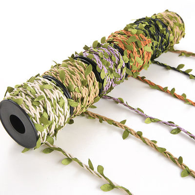 6 mm ruban décoratif en paille avec feuille 10 m corde à tige pour l'artisanat