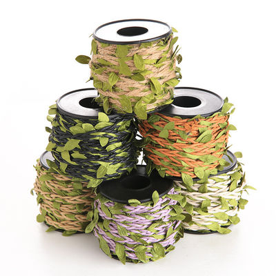 6 mm ruban décoratif en paille avec feuille 10 m corde à tige pour l'artisanat