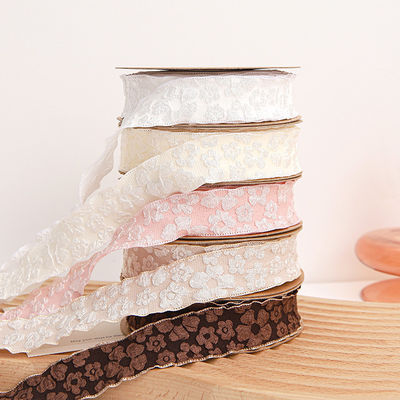 Rideaux de dentelle en forme de fleurs en relief de 25 mm en polyester