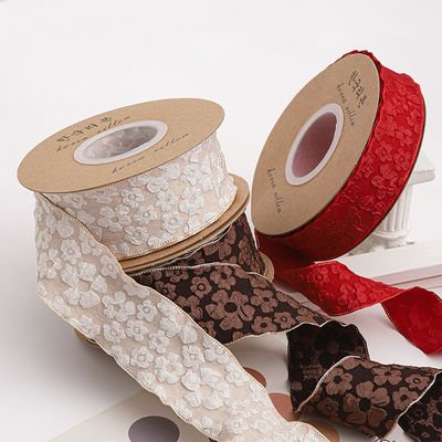 Rideaux de dentelle en forme de fleurs en relief de 25 mm en polyester