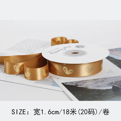 16 mm modèle de cœur en feuille d'or ruban imprimé pour l'emballage et la décoration des cadeaux