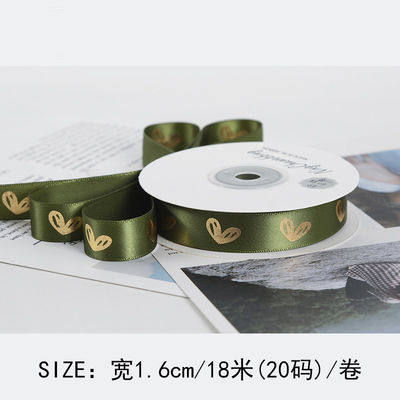 16 mm modèle de cœur en feuille d'or ruban imprimé pour l'emballage et la décoration des cadeaux